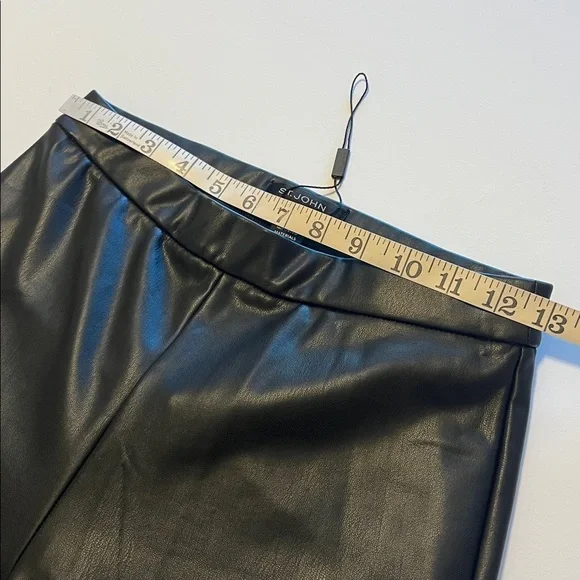 St. John faux leather pants, zipper at leg, black size S NWOT - Picture 3 of 14